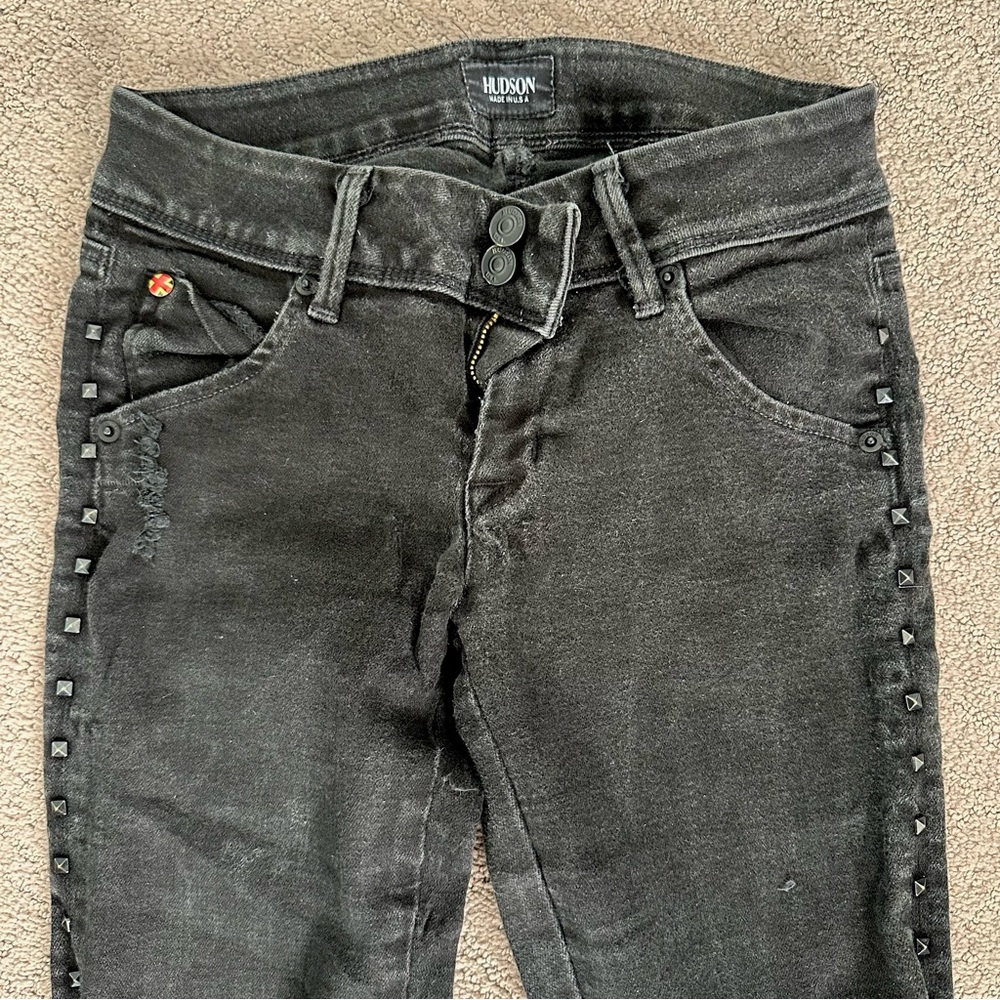 Hudson ✨ Black Washed Biker Stud Jeans